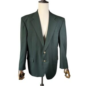 Stafford Mens Blazer Jacket Green Two Button‎ Wool Coat Business Attire